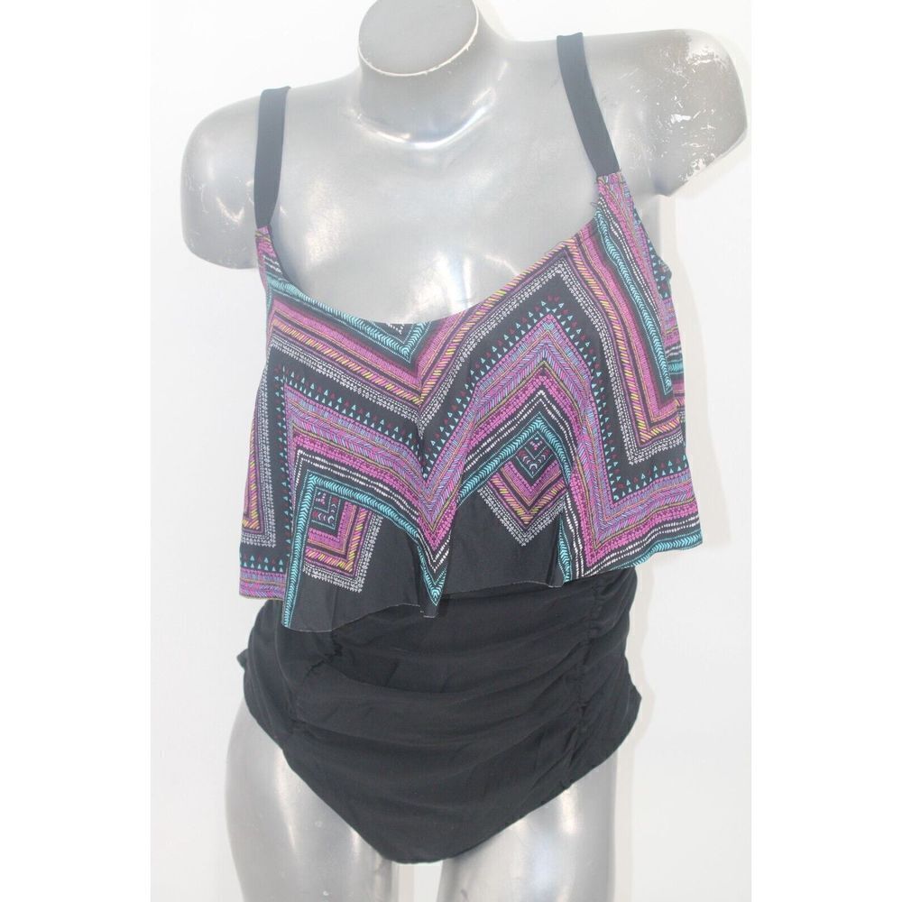 TORRID WIRELESS STRAIGHT FLOUNCE ONE PIECE SWIMSUIT SIZE 1 14-16 - Picture 1 of 9